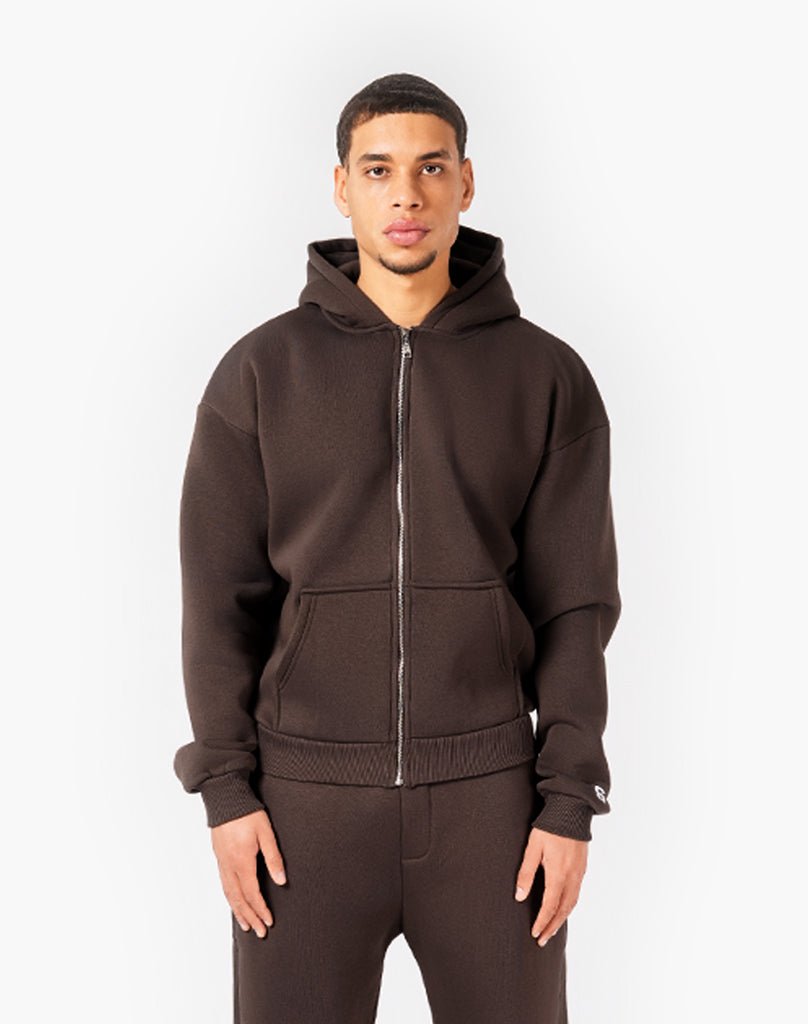TRACKSUIT SET ZIP-HOODIE (BROWN) Tracksuits Statement Clo