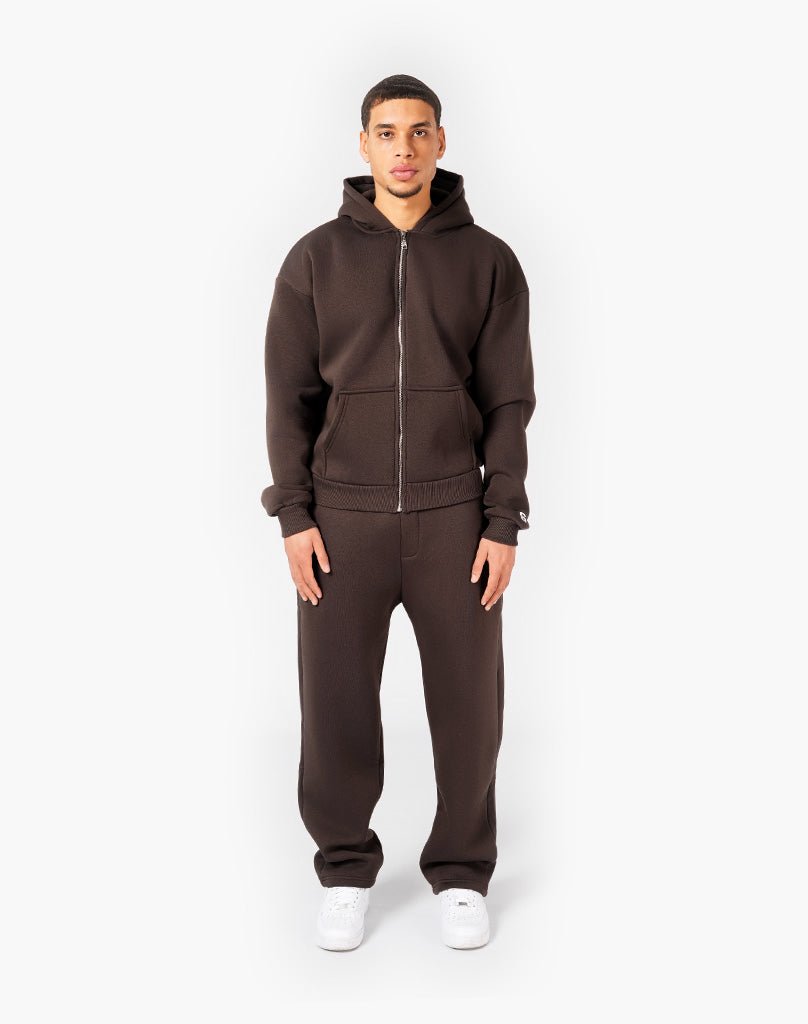 TRACKSUIT SET ZIP-HOODIE (BROWN) Tracksuits Statement Clo