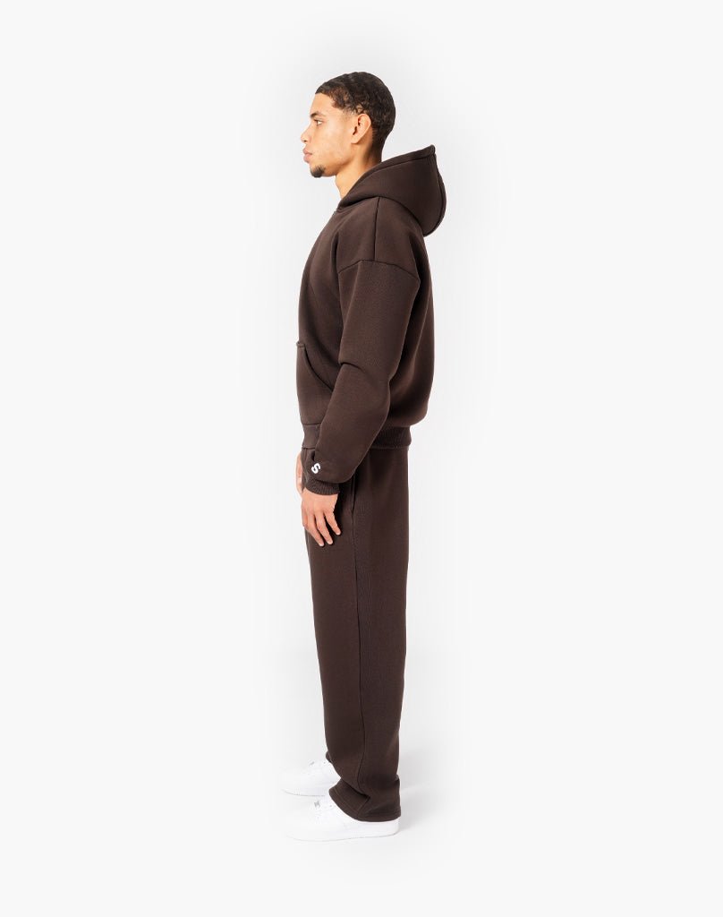 TRACKSUIT SET ZIP-HOODIE (BROWN) Tracksuits Statement Clo