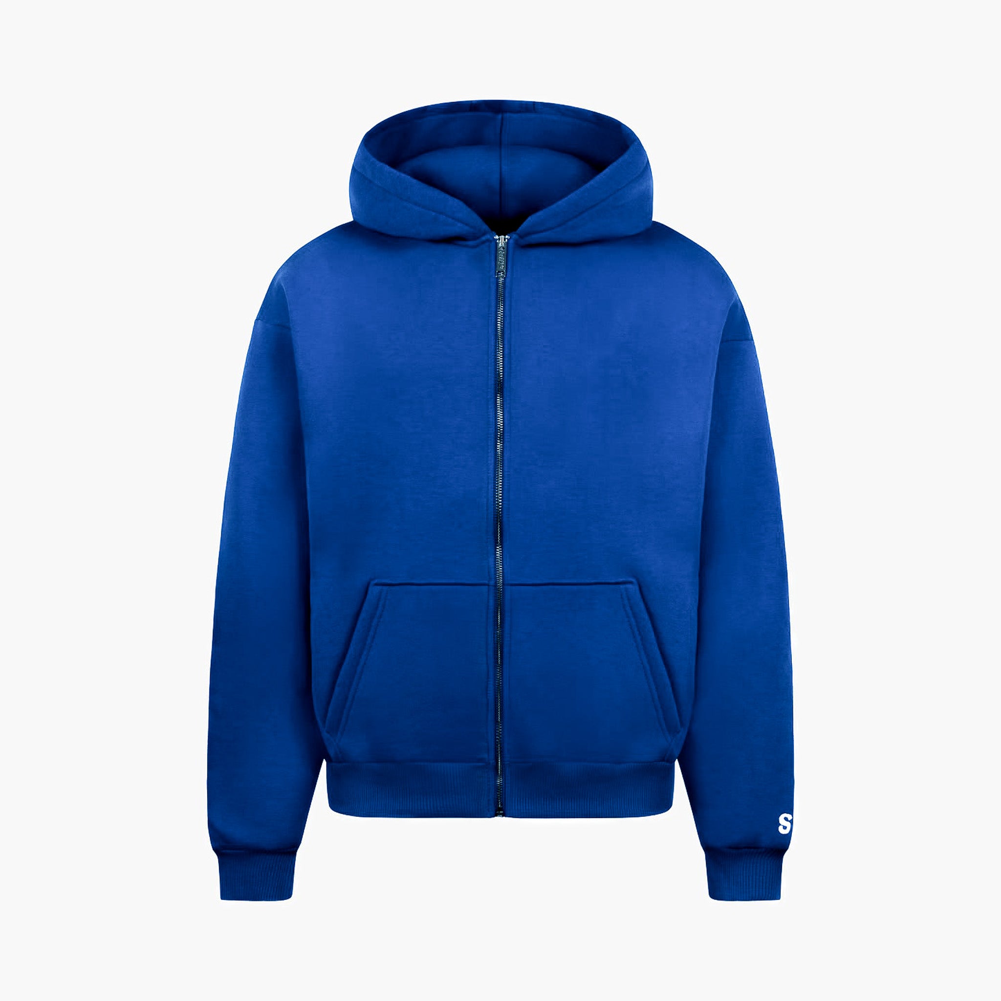 bright blue zip up hoodie