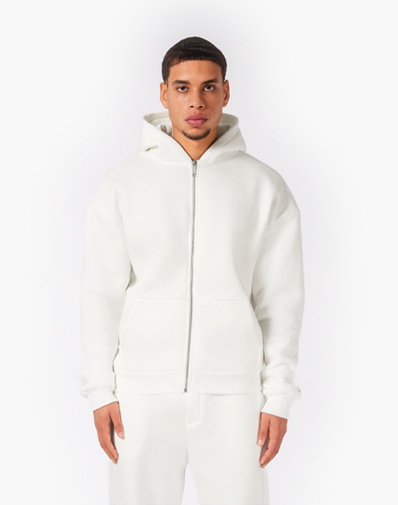 TRACKSUIT SET ZIP-HOODIE (CREAM WHITE) Tracksuits Statement Clo