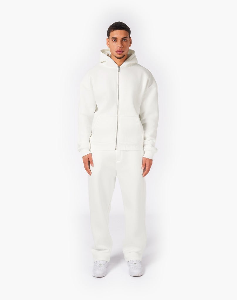 TRACKSUIT SET ZIP-HOODIE (CREAM WHITE) Tracksuits Statement Clo