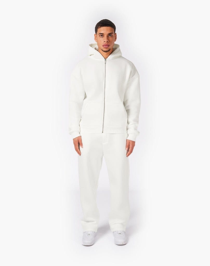 TRACKSUIT SET ZIP-HOODIE (CREAM WHITE) Tracksuits Statement Clo