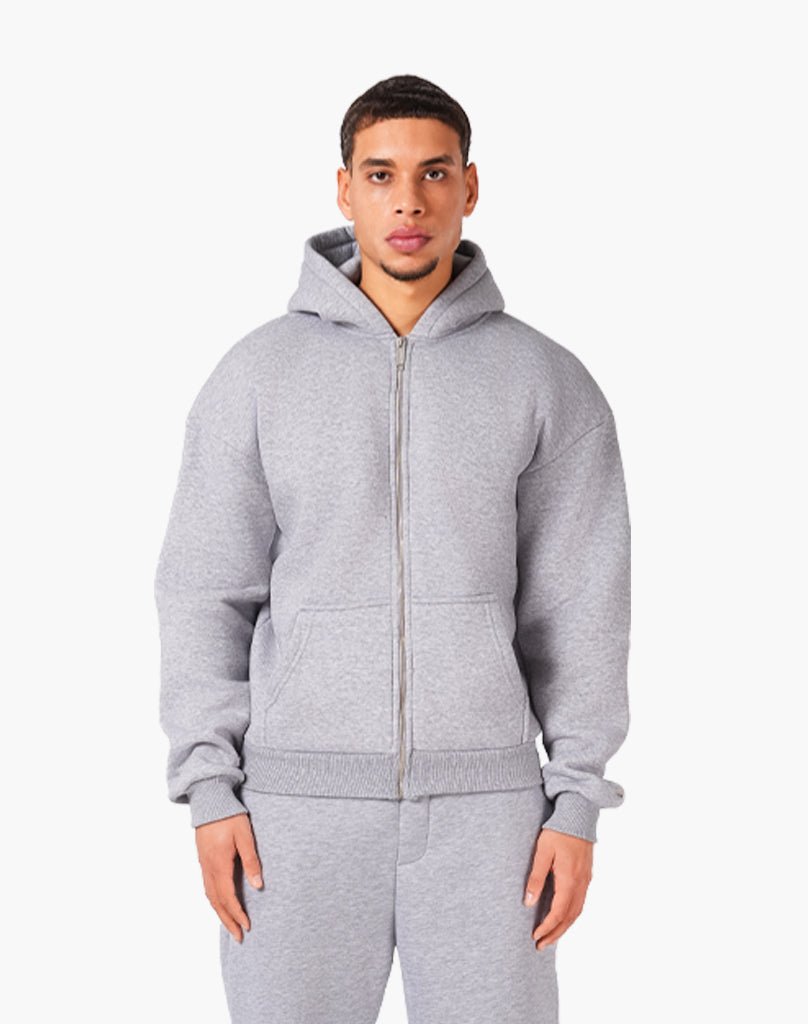 TRACKSUIT SET ZIP-HOODIE (GREY MELANGE) Tracksuits Statement Clo