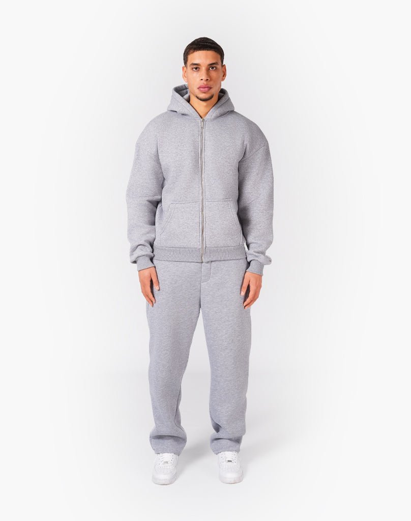 TRACKSUIT SET ZIP-HOODIE (GREY MELANGE) Tracksuits Statement Clo
