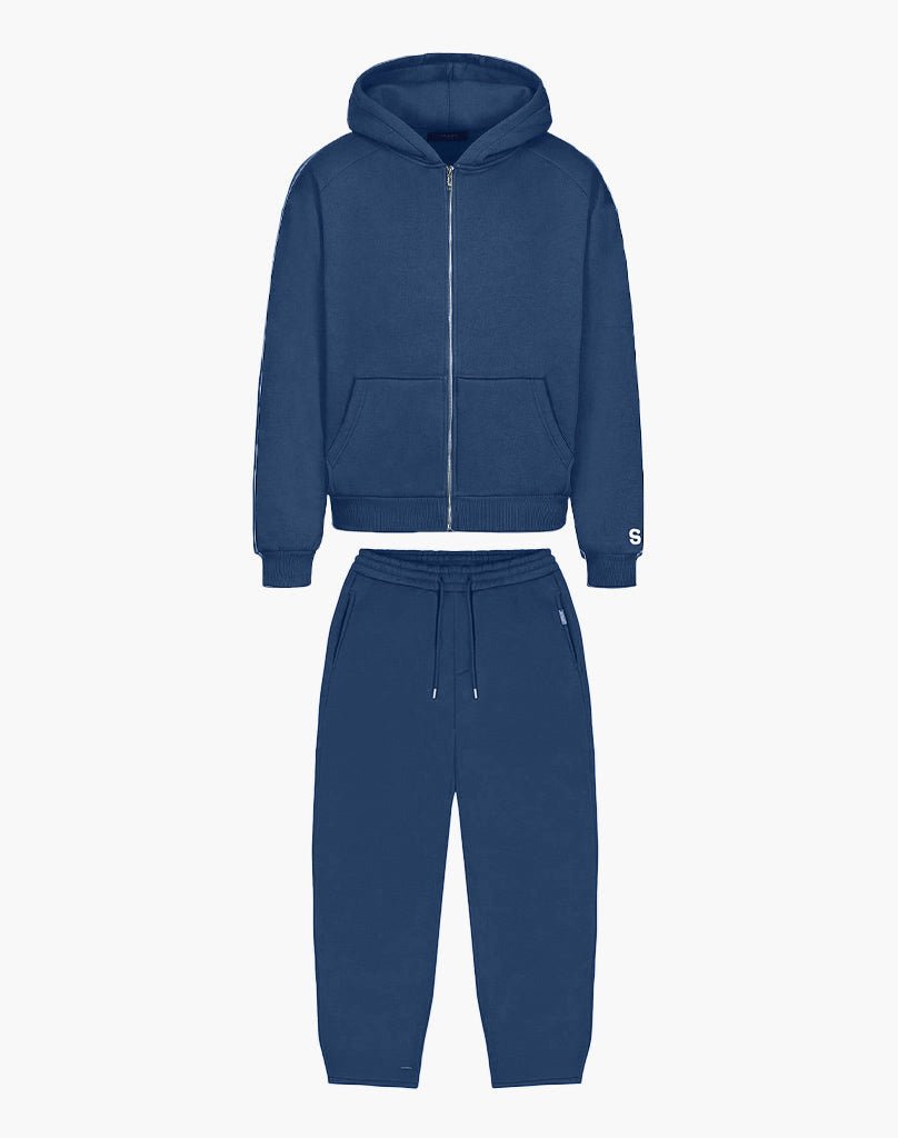 TRACKSUIT SET ZIP-HOODIE (DARK BLUE) Tracksuits Statement Clo
