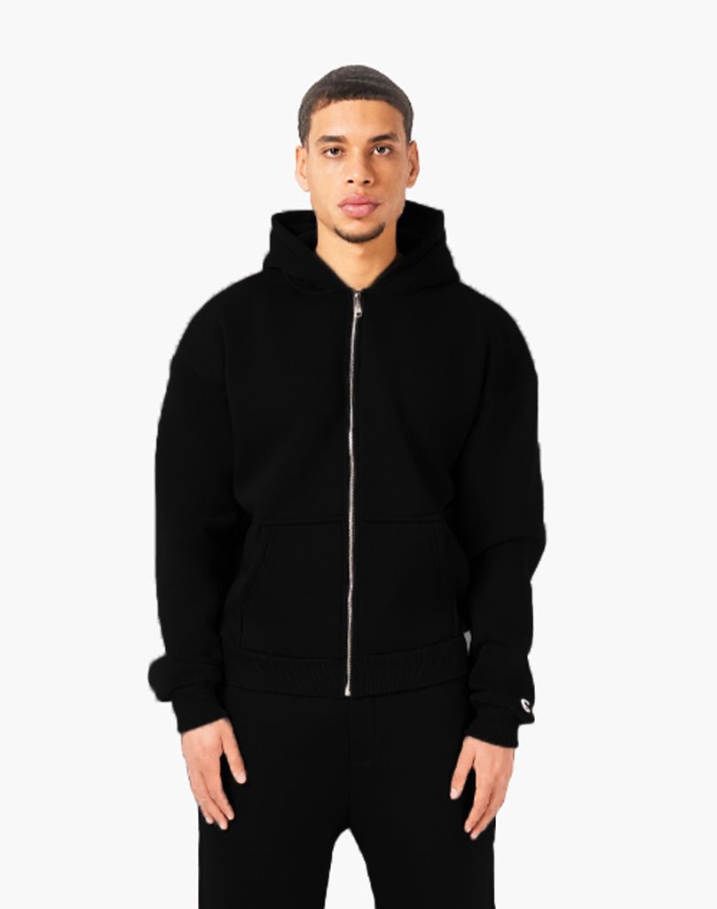 TRACKSUIT SET ZIP-HOODIE (BLACK) Tracksuits Statement Clo