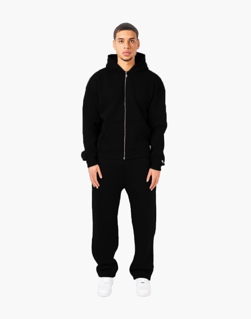 TRACKSUIT SET ZIP-HOODIE (BLACK) Tracksuits Statement Clo