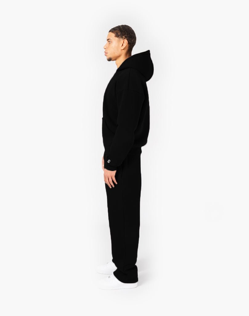 TRACKSUIT SET ZIP-HOODIE (BLACK) Tracksuits Statement Clo