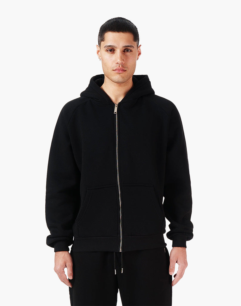 RAGLAN ZIP-HOODIE (BLACK) STATEMENT