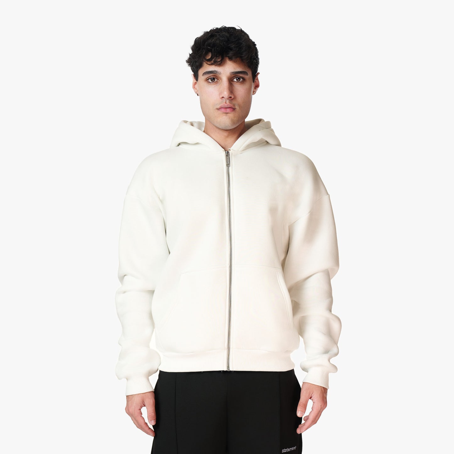 BASIC ZIP-HOODIE CREAM WHITE