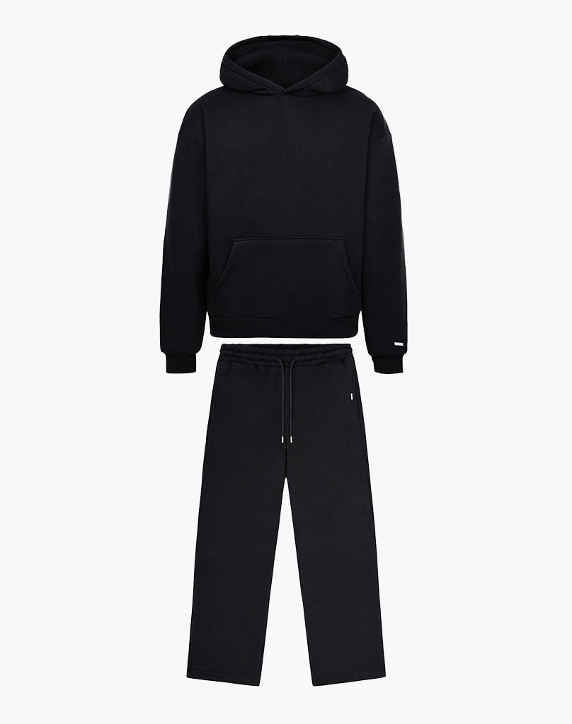 Black hoodie tracksuit on sale