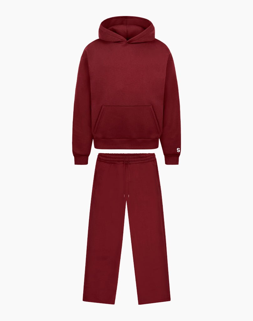 TRACKSUIT SET ZIP-HOODIE (BURGUNDY) Tracksuits Statement Clo
