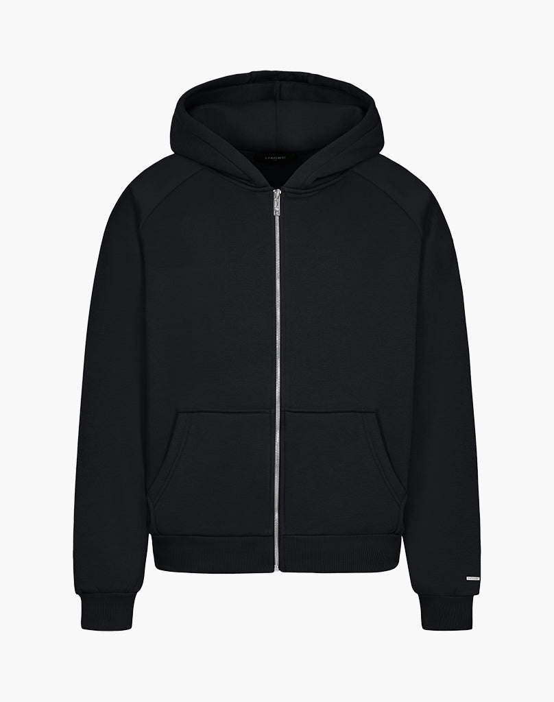 RAGLAN ZIP-HOODIE (BLACK) STATEMENT