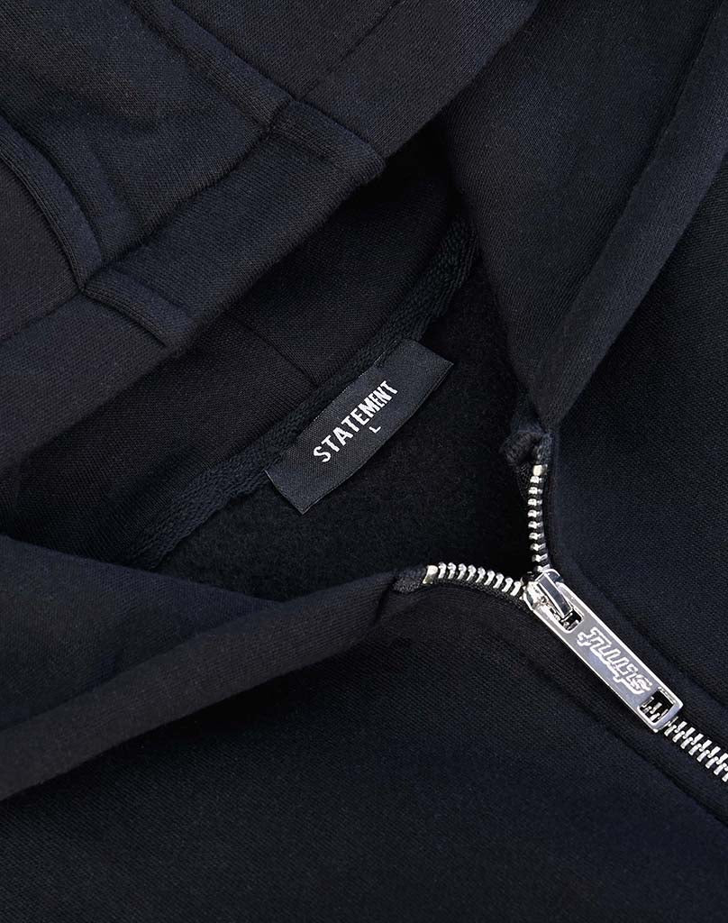 RAGLAN ZIP-HOODIE (BLACK) STATEMENT