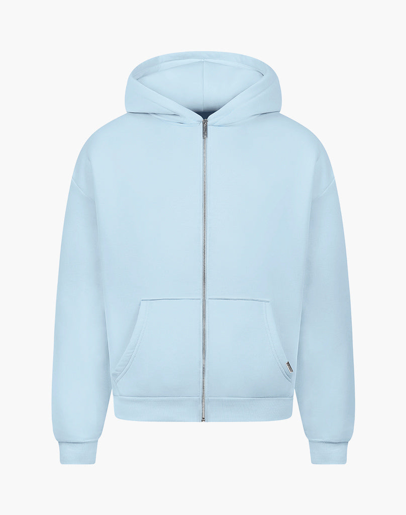 HEAVY BASIC ZIP HOODIE BABY BLUE