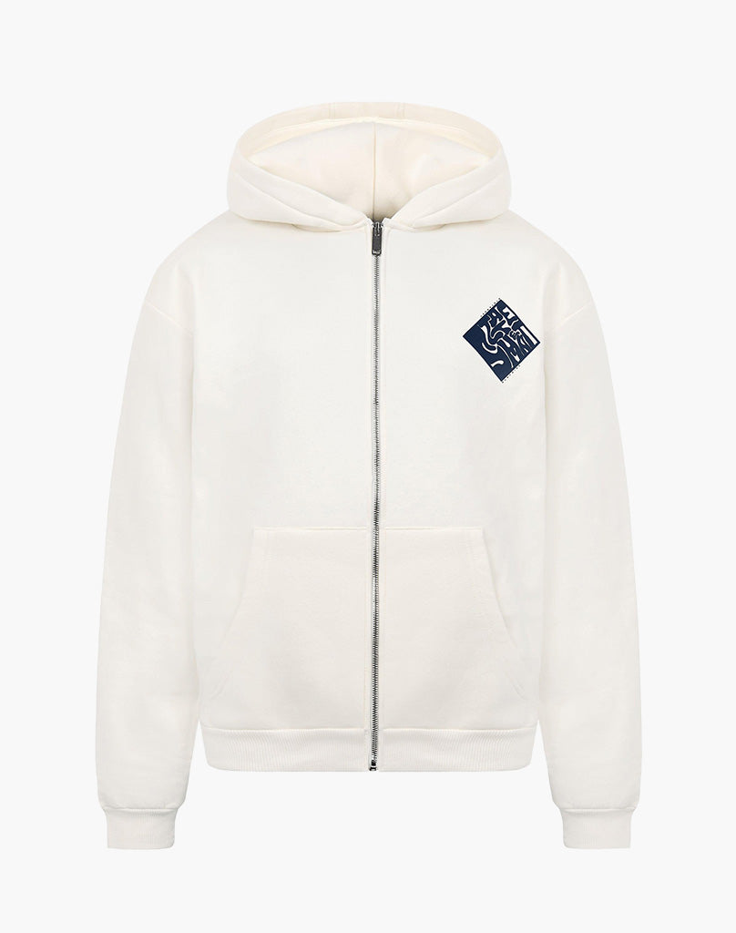 SMUDGE ZIP-HOODIE CREAM WHITE