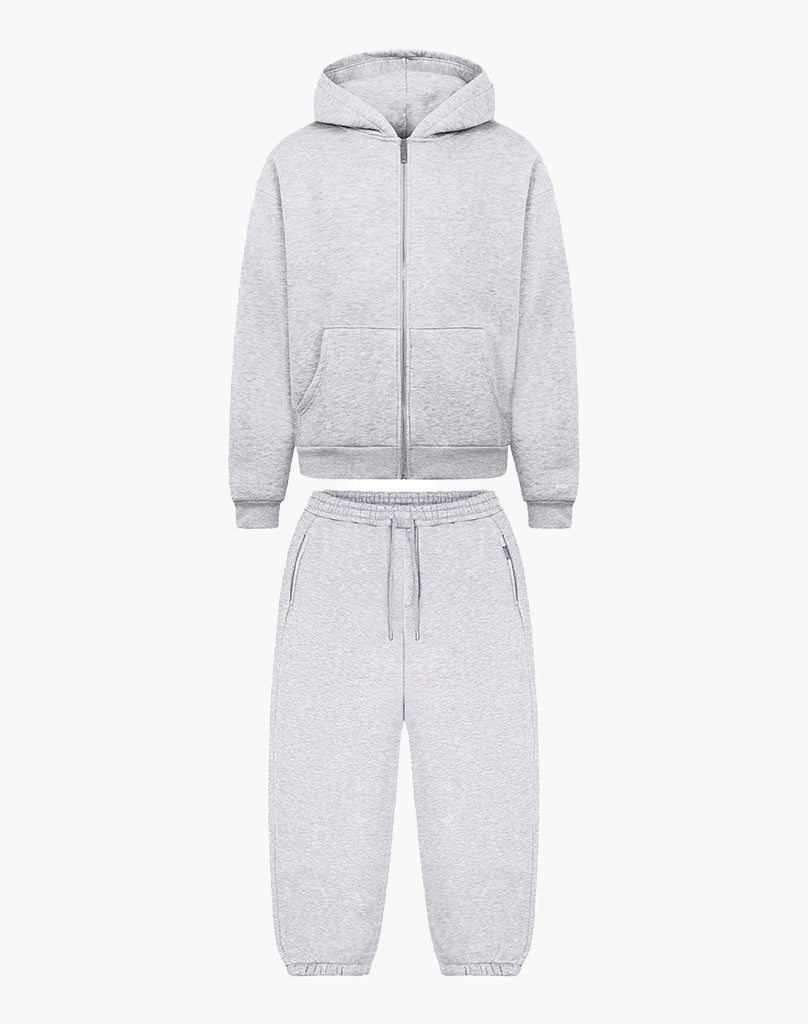 BASIC ZIPPER + BASIC JOGGER (GREY MELANGE) Tracksuits Statement Clo