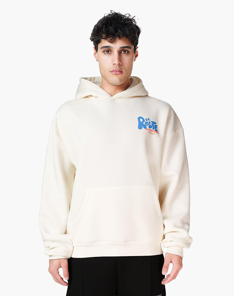 ROUTE 66 HOODIE CREAM WHITE