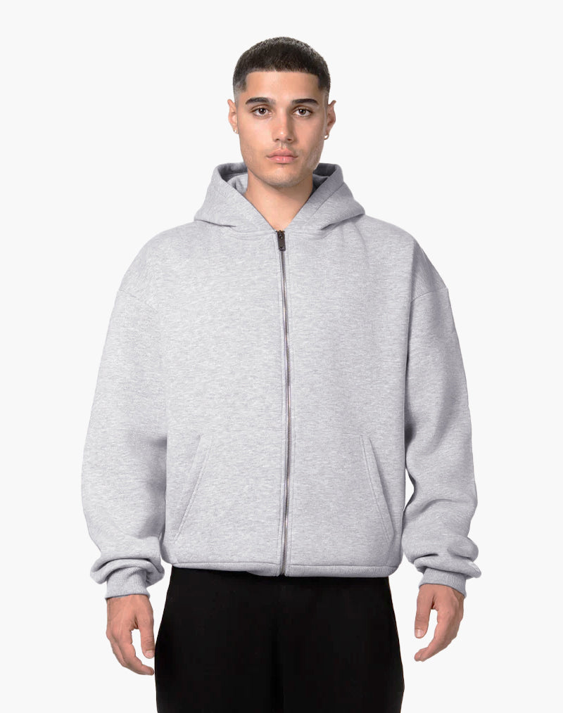 BASIC ZIP-HOODIE (GREY MELANGE)