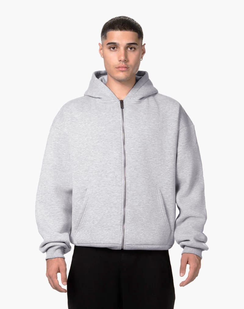BASIC ZIP-HOODIE (GREY MELANGE) Zip-Hoodie STATEMENT
