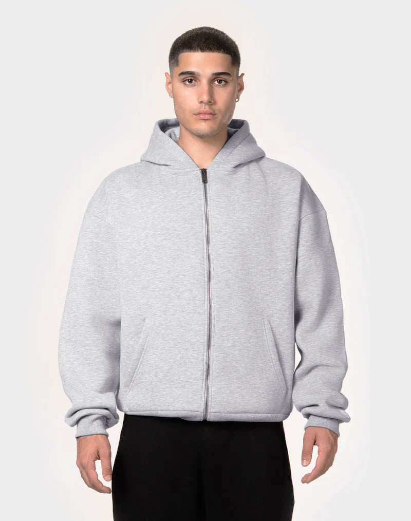 BASIC ZIP-HOODIE (GREY MELANGE) STATEMENT