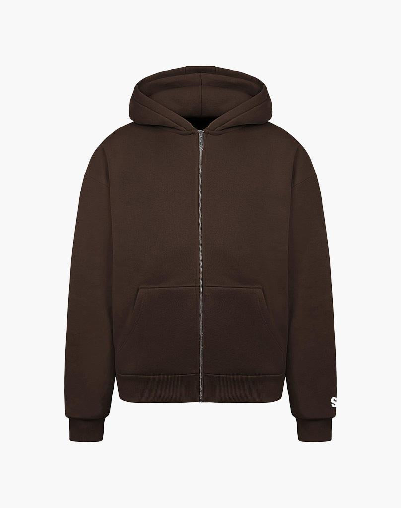 BASIC ZIP-HOODIE (BROWN) STATEMENT