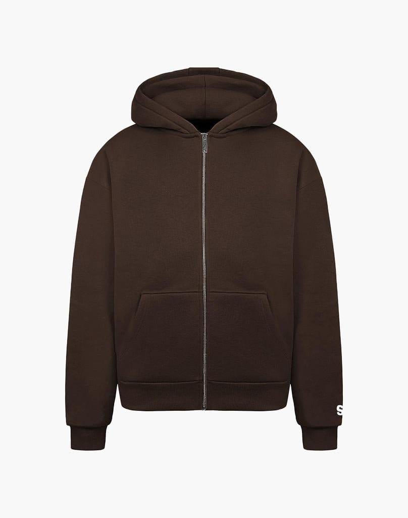 BASIC ZIP-HOODIE (BROWN) Zip-Hoodie STATEMENT