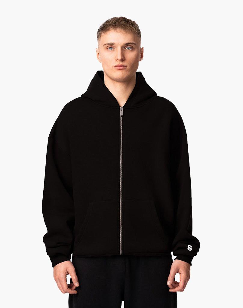 BASIC ZIP-HOODIE (BLACK) STATEMENT