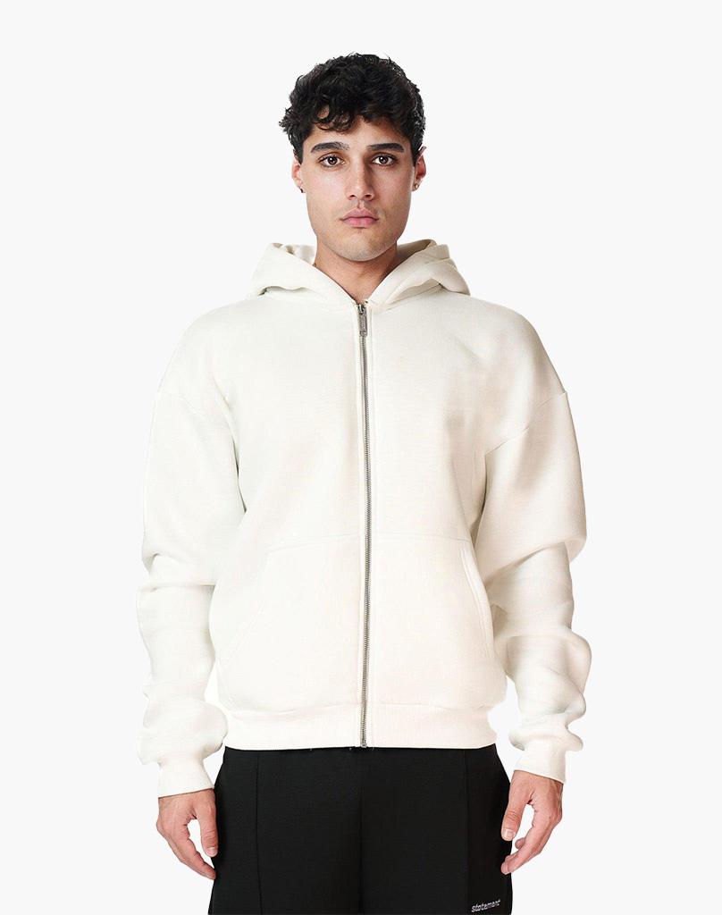 BASIC ZIP-HOODIE (CREAM WHITE) STATEMENT