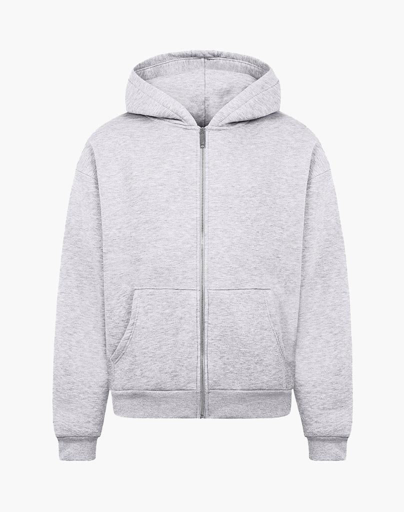 BASIC ZIP-HOODIE (GREY MELANGE) STATEMENT