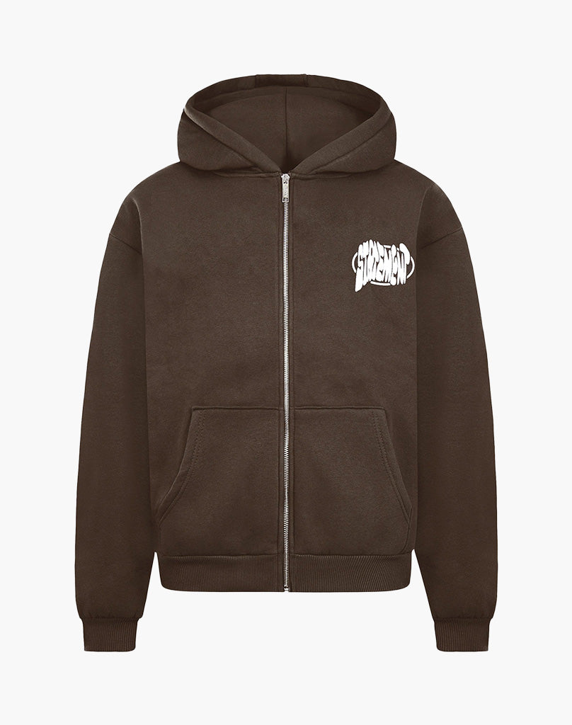 LOOP ZIP-HOODIE BROWN