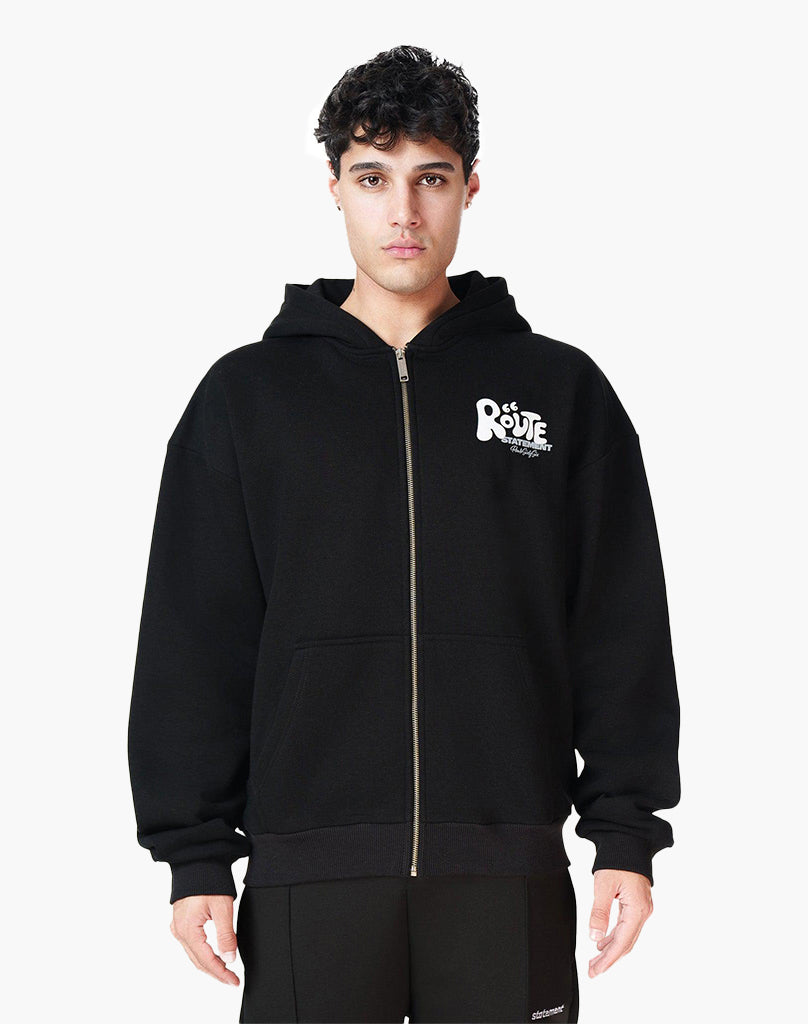 ROUTE 66 ZIP-HOODIE (BLACK) STATEMENT