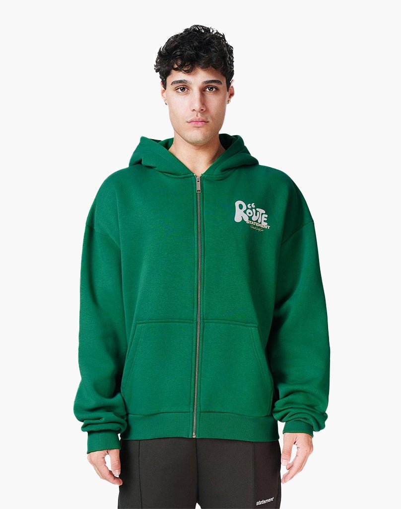 ROUTE 66 ZIP-HOODIE (WOOD GREEN) Hoodie STATEMENT