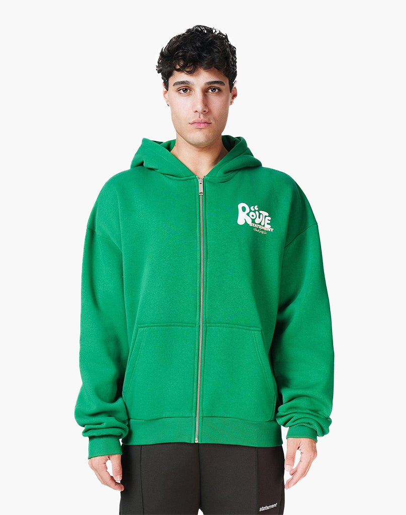 ROUTE 66 ZIP-HOODIE (WOOD GREEN) STATEMENT