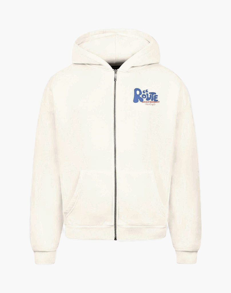 ROUTE 66 ZIP-HOODIE (CREAM WHITE) STATEMENT