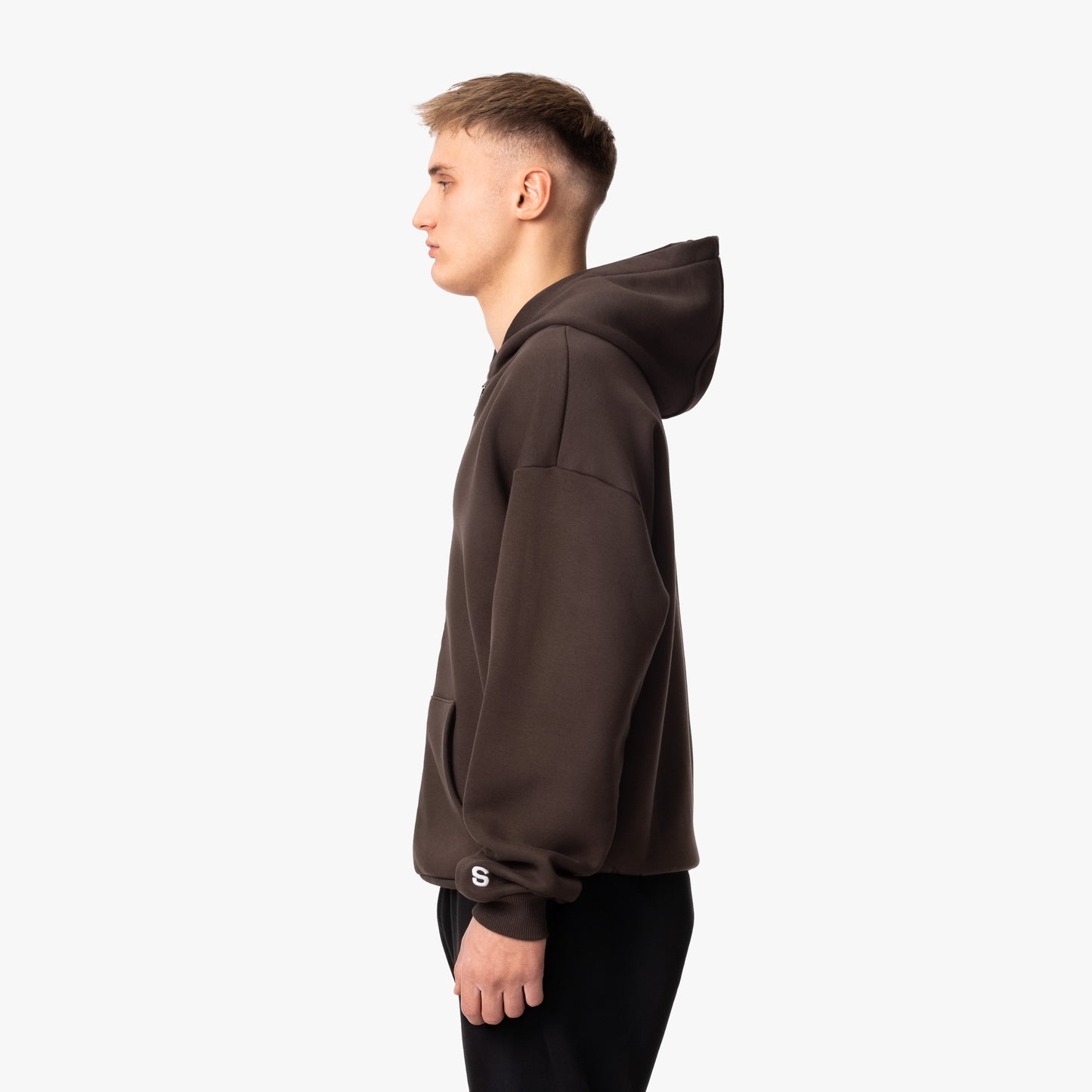 BASIC ZIP-HOODIE BROWN