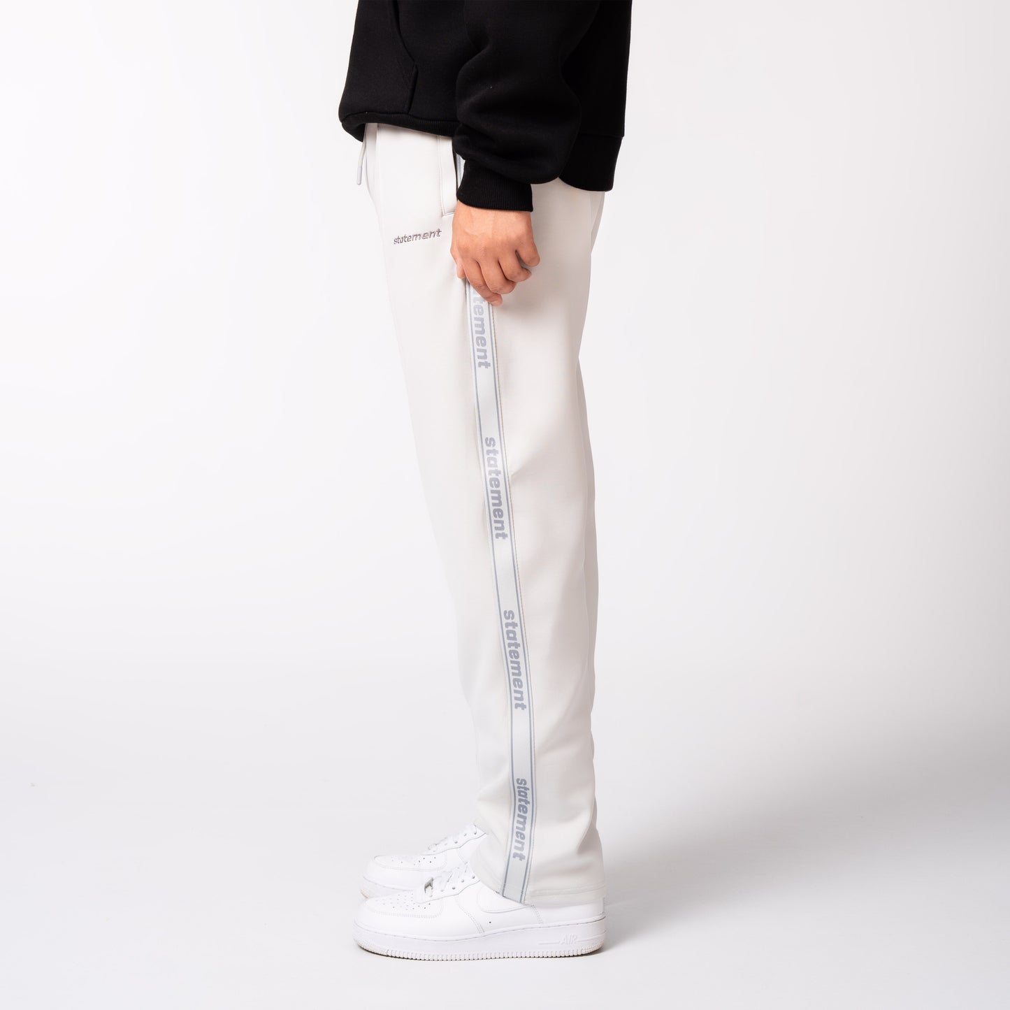 STRIPE WIDE TRACKPANTS CREAM WHITE