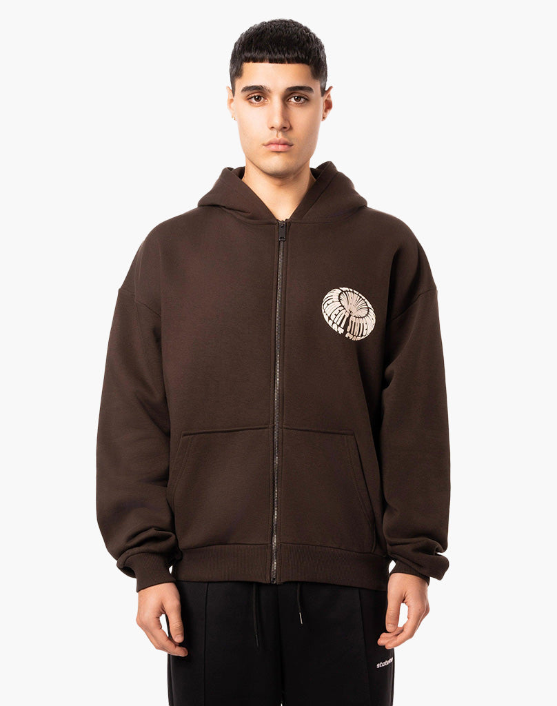 CYRCLE ZIP-HOODIE BROWN