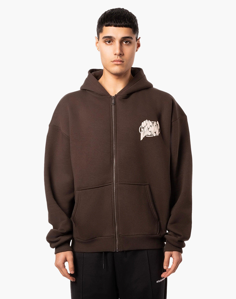 LOOP ZIP-HOODIE BROWN