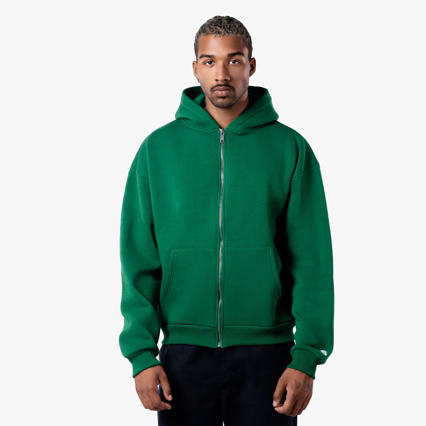BASIC ZIP-HOODIE WOOD GREEN