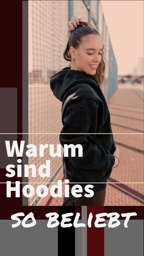 Junge Frau trägt schwarzen Statement Hoodie im Streetwear Look auf dem Basketballplatz – stylischer Oversize Hoodie für Damen
