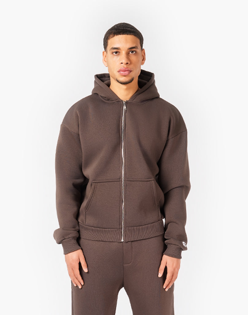 TRACKSUIT SET ZIP-HOODIE (BROWN) Statement Clo