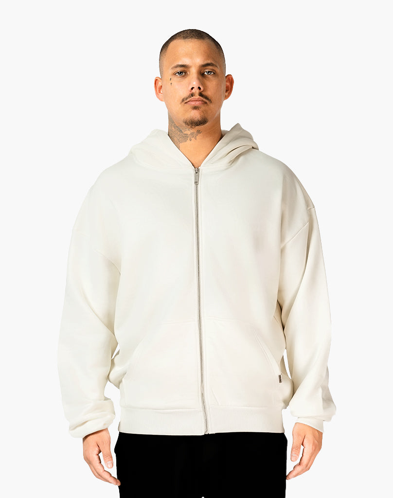 HEAVY BASIC ZIP-HOODIE (CREAM WHITE)