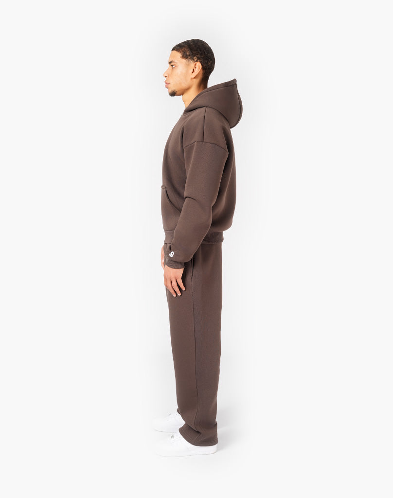 TRACKSUIT SET ZIP-HOODIE (BROWN) Statement Clo