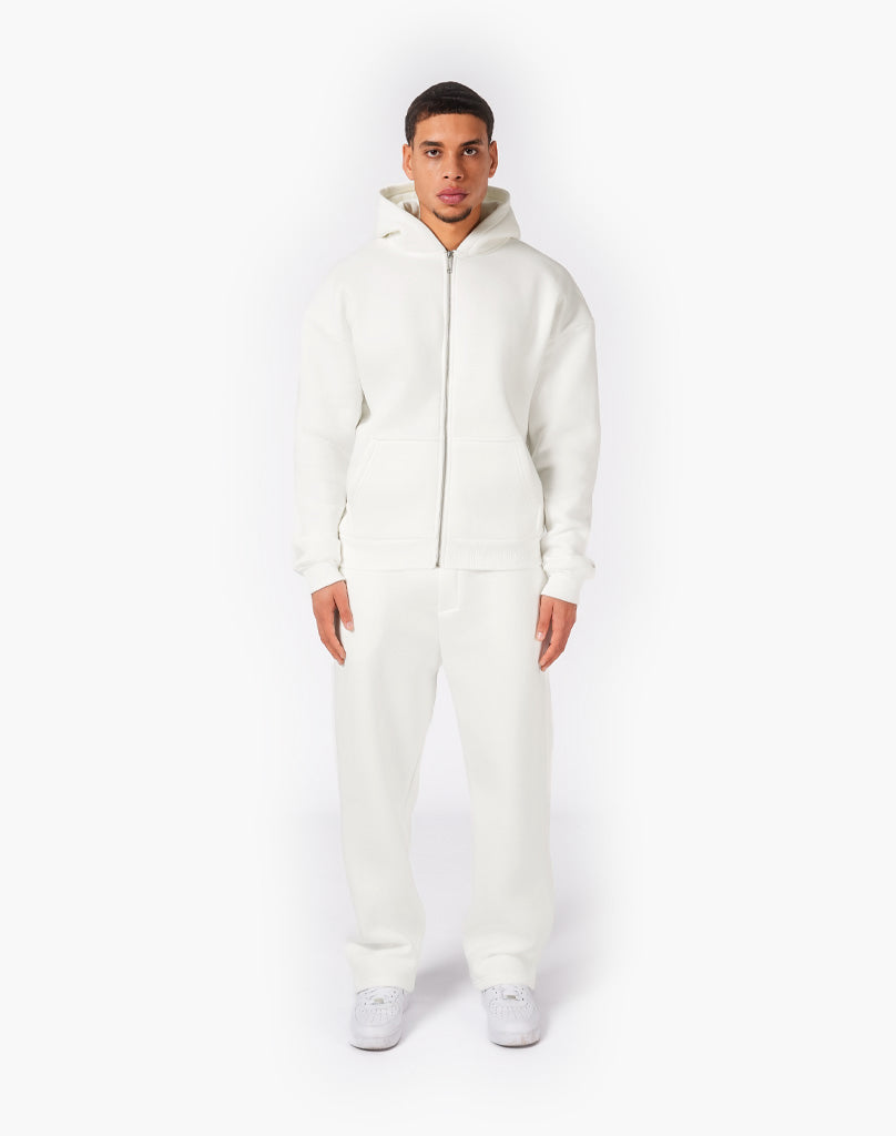 TRACKSUIT SET ZIP-HOODIE (CREAM WHITE) Tracksuits Statement Clo