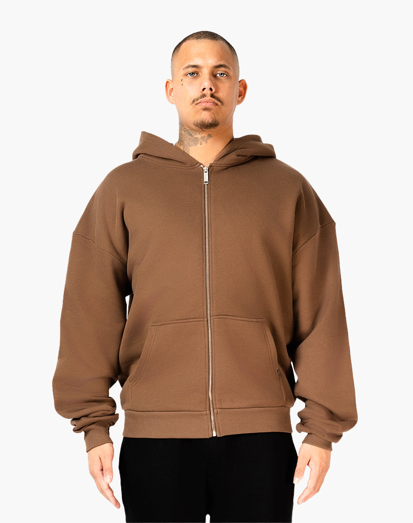 HEAVY BASIC ZIP-HOODIE (COFFEE BROWN)