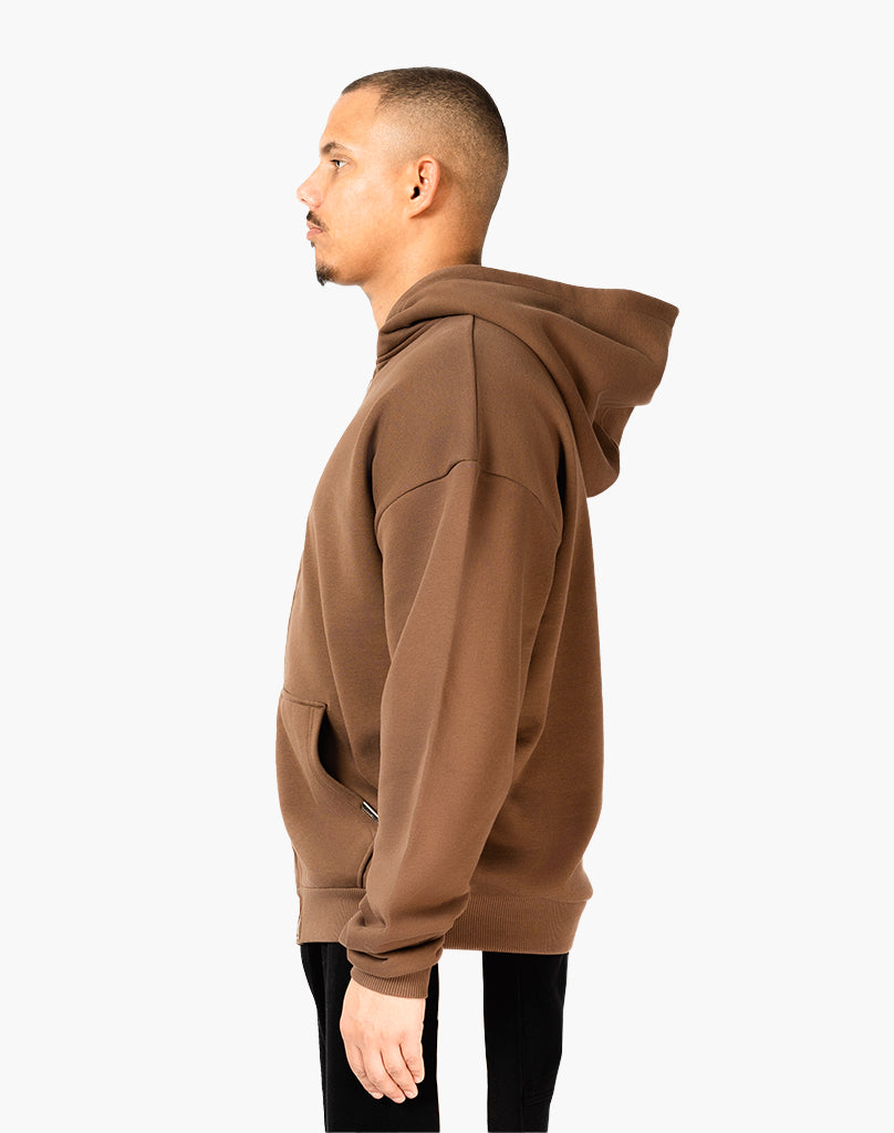 HEAVY BASIC ZIP-HOODIE (COFFEE BROWN)