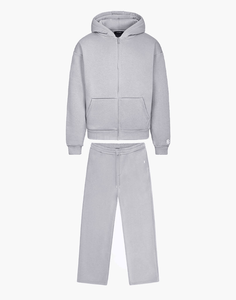 TRACKSUIT SET ZIP-HOODIE (GREY) Tracksuits Statement Clo