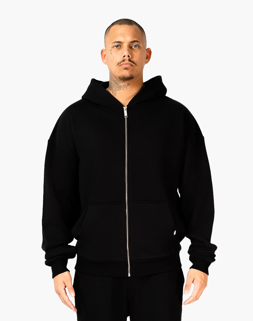 HEAVY BASIC ZIP-HOODIE (BLACK)